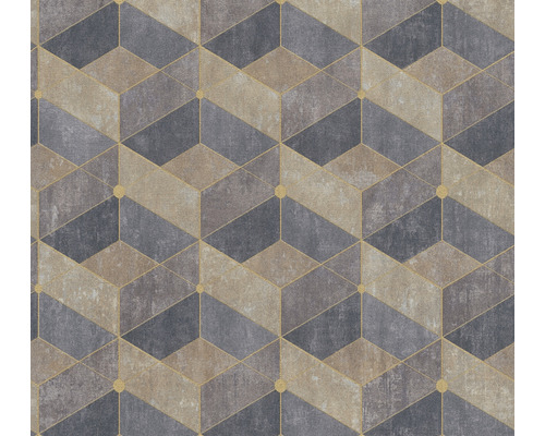 A.S. CRÉATION Vliesbehang 38202-2 Titanium 3 geometrisch bruin Behang met geometrisch kubuspatroon