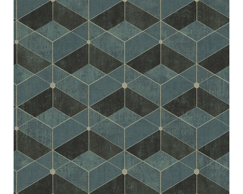 A.S. CRÉATION Vliesbehang 38202-3 Titanium 3 geometrisch groen Behang met geometrisch kubuspatroon