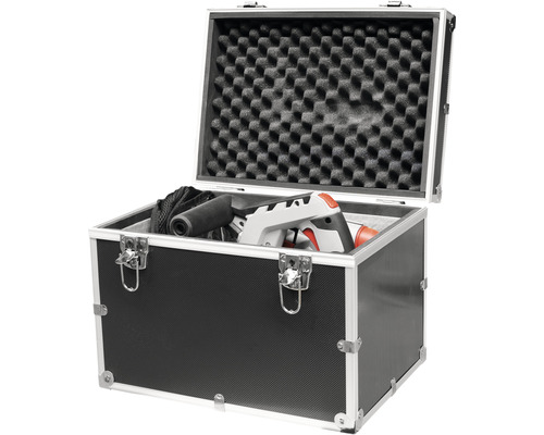 Open gereedschapskoffer met schuimrubber inzetstuk en gereedschap