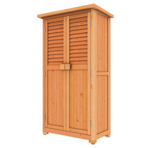 Houten tuinkast met dubbele deur en lamellen