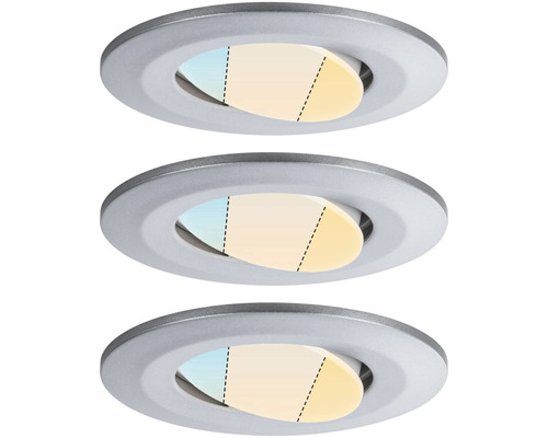 PAULMANN LED Inbouwspot set Calla Ø 90 mm instelbaar wit chroom mat, 3 stuks Drie ronde inbouwspots voor plafondmontage