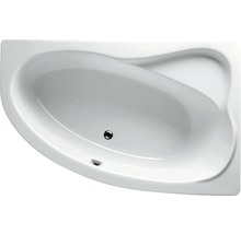 Witte hoekbadkuip van sanitairacryl met afvoergarnituur