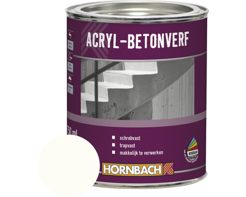 HORNBACH Beton en vloerverf acryl wit 750 ml Acryl betonverf blik met kleurvoorbeeld en Hornbach logo