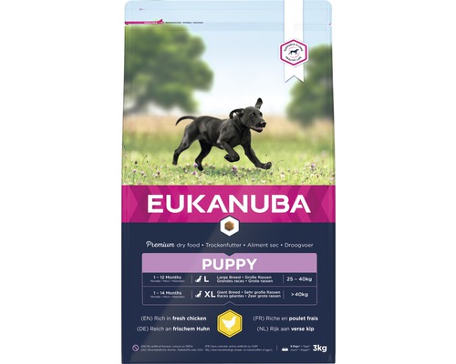 EUKANUBA Hondenvoer Dog Puppy large kip 3 kg Eukanuba Puppy droogvoer voor puppy''s van grote rassen