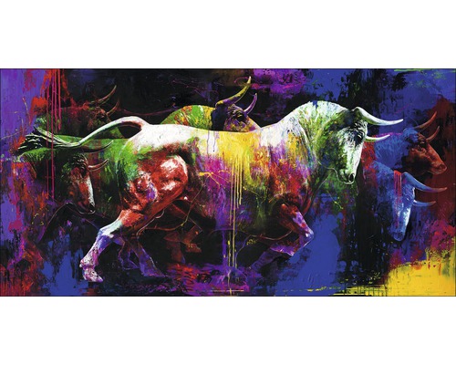 Schilderij van stieren met verfspatten