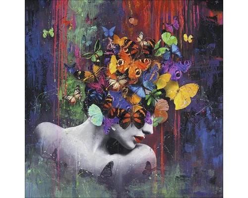 PURE LIVING Schilderij canvas origineel Butterflies Head 100x100 cm