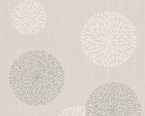 A.S. CRÉATION Vliesbehang 93791-2 Casual Living cirkels beige Behang met bloemachtig cirkelpatroon