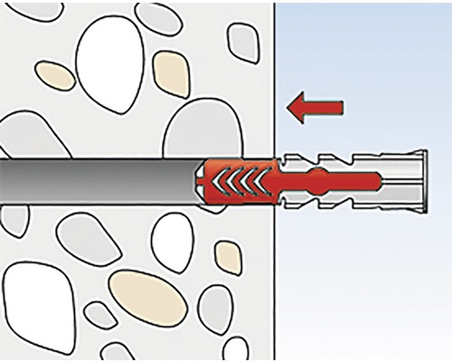 Illustratie van een plugbevestiging in een muur