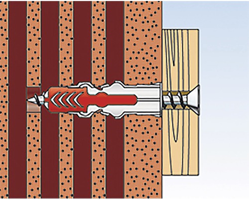 Illustratie van een plugbevestiging in een muur