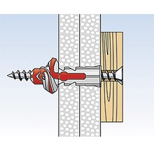 Illustratie van een gipsplaatplugbevestiging aan een wand