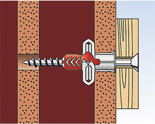 Illustratie van een hollewandplug bevestigd in een muur