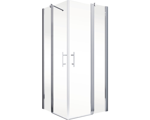 Hoekdouche met transparant glas en zilverkleurig frame