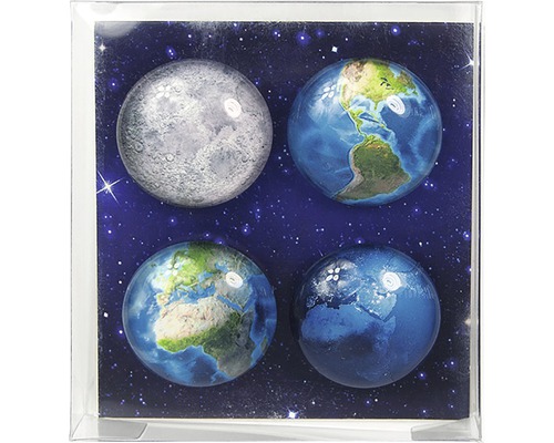 Decoratieve acryl kubus met aarde en maan motieven