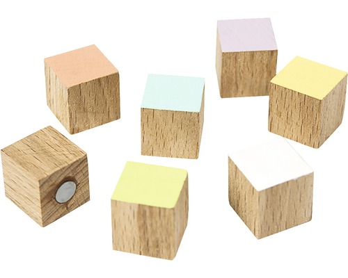 TRENDFORM Magneten houten kubus meerkleurig 7 stuks