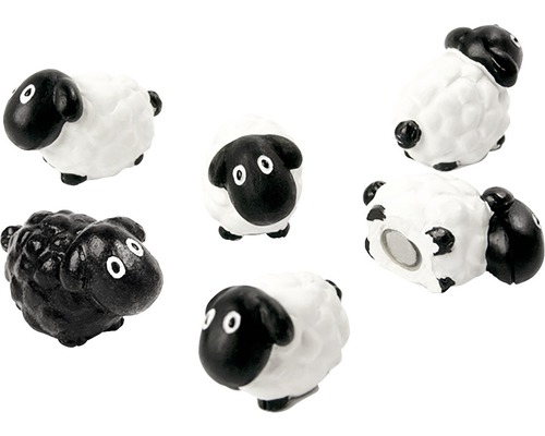 TRENDFORM Magneten schapen zwart/wit 6 stuks