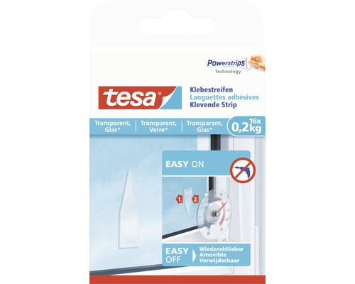 Tesa Powerstrips kleefstrips voor glas tot 0,2 kg, 16 stuks