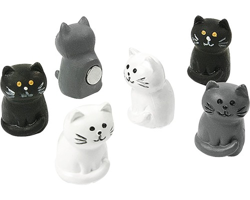 TRENDFORM Magneten katten zwart/wit 6 stuks