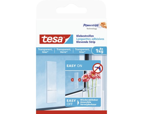 TESA Powerstrips klevende strips transparant voor glas 1 kg 8 stuks
