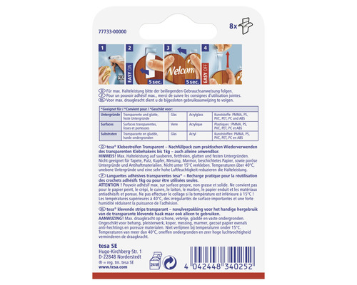Tesa transparante plakstrips navulverpakking, geschikt voor glas, acrylglas en kunststoffen