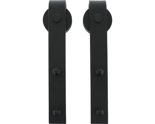 Twee zwarte schuifdeurhangers