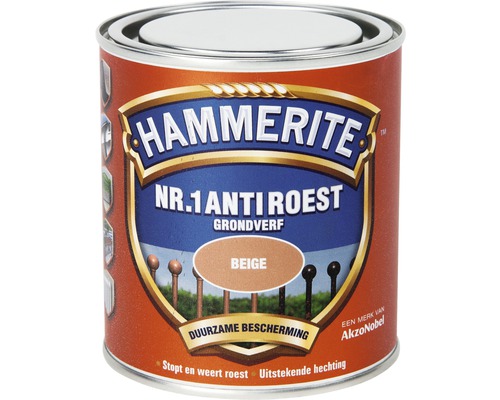 HAMMERITE Nr. 1 Anti roest grondverf beige 500 ml Hammerite anti-roest primer, beige, in verfblik