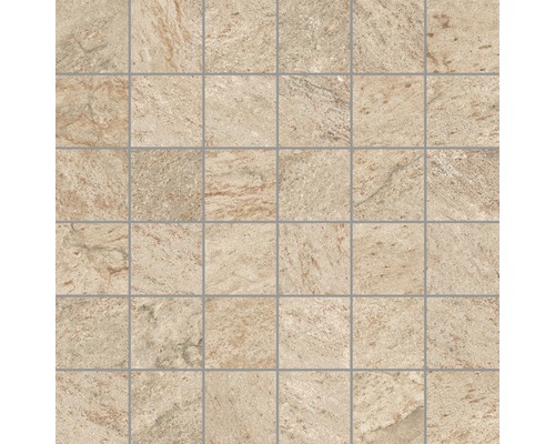 Mozaïektegel keramisch Quarzite beige 30x30 cm Vierkante mozaïektegel met steenlook