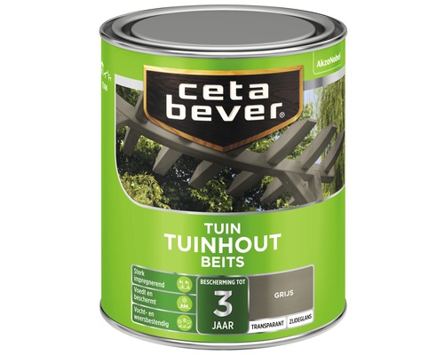 CETABEVER Tuinhoutbeits transparant zijdeglans grijs 750 ml Ceta Bever Tuinhoutbeits Grijs, transparant