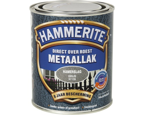 HAMMERITE Metaallak hamerslag grijs H118 750 ml Hammerite metaallak, geschikt voor directe toepassing op roest