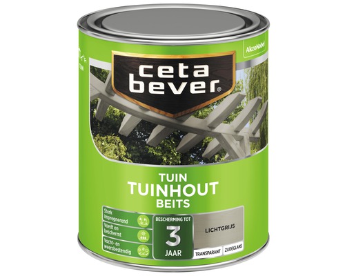 CETABEVER Tuinhoutbeits transparant zijdeglans lichtgrijs 750 ml Ceta Bever tuinbeits voor tuinhout, lichtgrijs, transparant, zijdeglans in metalen emmer