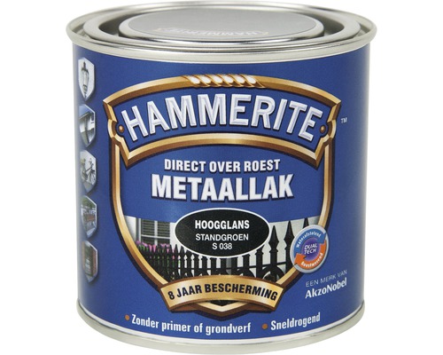 HAMMERITE Metaallak hoogglans standgroen S038 250 ml Hammerite metaallak direct over roest