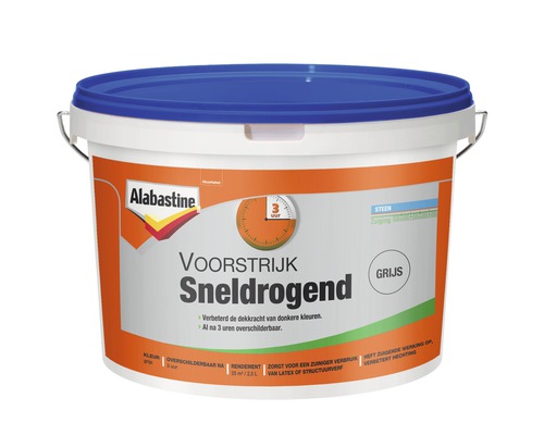 ALABASTINE Voorstrijk sneldrogend grijs 2,5 l Alabastine Voorstrijk Sneldrogend Grijs in emmer