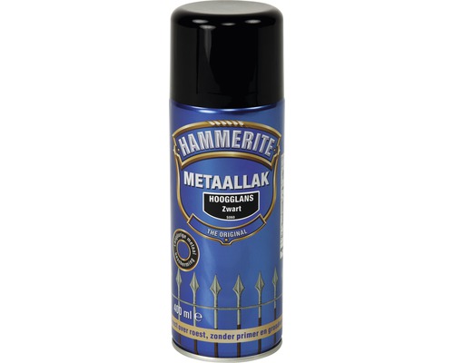 HAMMERITE Spuitbus metaallak hoogglans zwart 400 ml Hammerite Metaallak zwart, 400 ml spuitbus