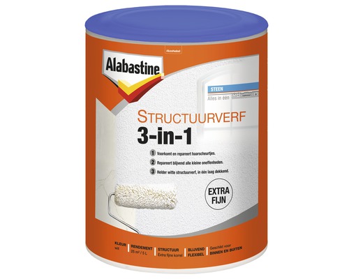 ALABASTINE Structuurverf 3in1 extra fijn wit 5 l