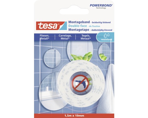 Tesa Powerbond montagetape dubbelzijdig klevend 1,5 meter bij 19 millimeter