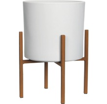 Witte plantenpot op metalen standaard