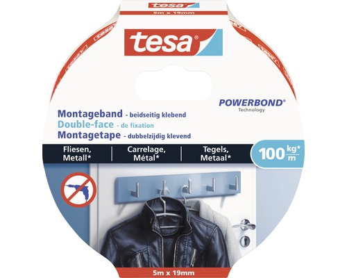 Tesa Montagetape dubbelzijdig klevend 5m x 19mm