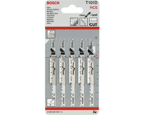 Bosch decoupeerzaagbladen T101D HCS voor hout, 5 stuks