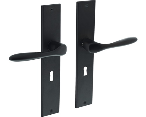 INTERSTEEL Deurkruk paar Banaan op langschild met sleutelgat SL56 zwart mat Deurklink met lang schild voor binnendeuren