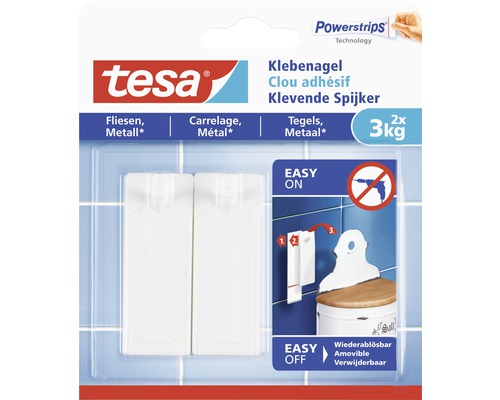 TESA Powerstrips klevende spijker voor tegels & metaal 3 kg 2 stuks