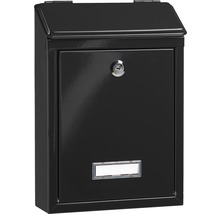Zwarte brievenbus met slot en naamplaatje