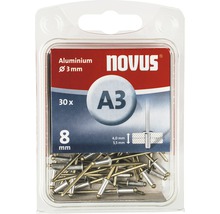NOVUS Popnagel A3 aluminium Ø 3x8 mm, 30 stuks