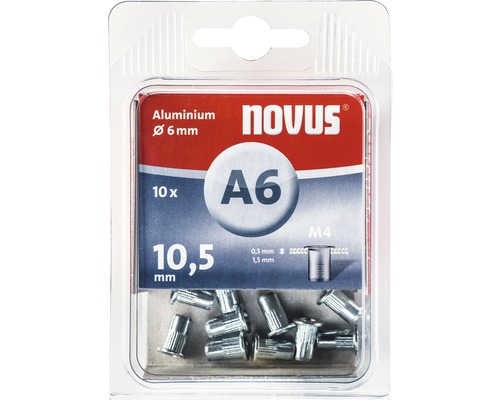 NOVUS Blindklinkmoer A6 aluminium Ø 6x10,5 mm, 10 stuks