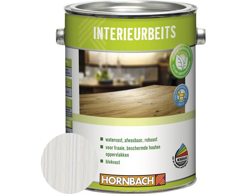 HORNBACH Interieurbeits zijdemat wit 2,5 l Houtbeits voor binnengebruik in metalen emmer van Hornbach