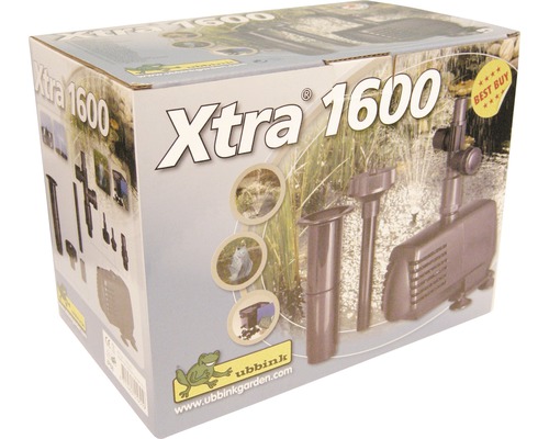 Verpakking van een Ubbink Xtra 1600 vijverpomp