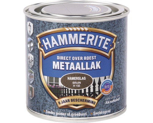 HAMMERITE Metaallak hamerslag bruin H150 250 ml Hammerite Metaallak direct over roest, bruin, in een blik
