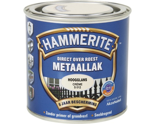 HAMMERITE Metaallak hoogglans crème S012 250 ml Hammerite Metaallak blik voor metaal, direct over roest