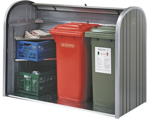 Afvalcontainerberging voor twee afvalcontainers met rolluik