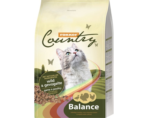 FOKKER Kattenvoer country balance wild en gevogelte 10 kg Fokker Country Balance droogvoer voor volwassen katten met wild en gevogelte