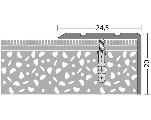 Schets van een trapprofiel met de afmetingen 24,5 en 20 millimeter