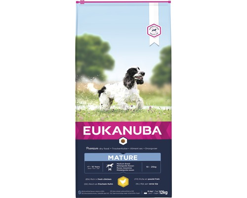 EUKANUBA Hondenvoer Dog Mature medium kip 12 kg Eukanuba Mature droogvoer voor middelgrote hondenrassen in zak van 12 kilogram